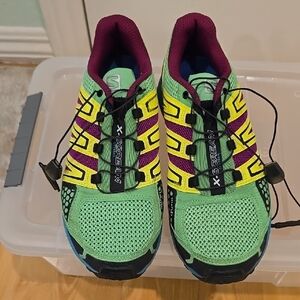 Salomon Green and Yellow Athletic Shoes with Breathable Mesh